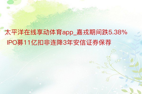 太平洋在线享动体育app_嘉戎期间跌5.38% IPO募11亿扣非连降3年安信证券保荐